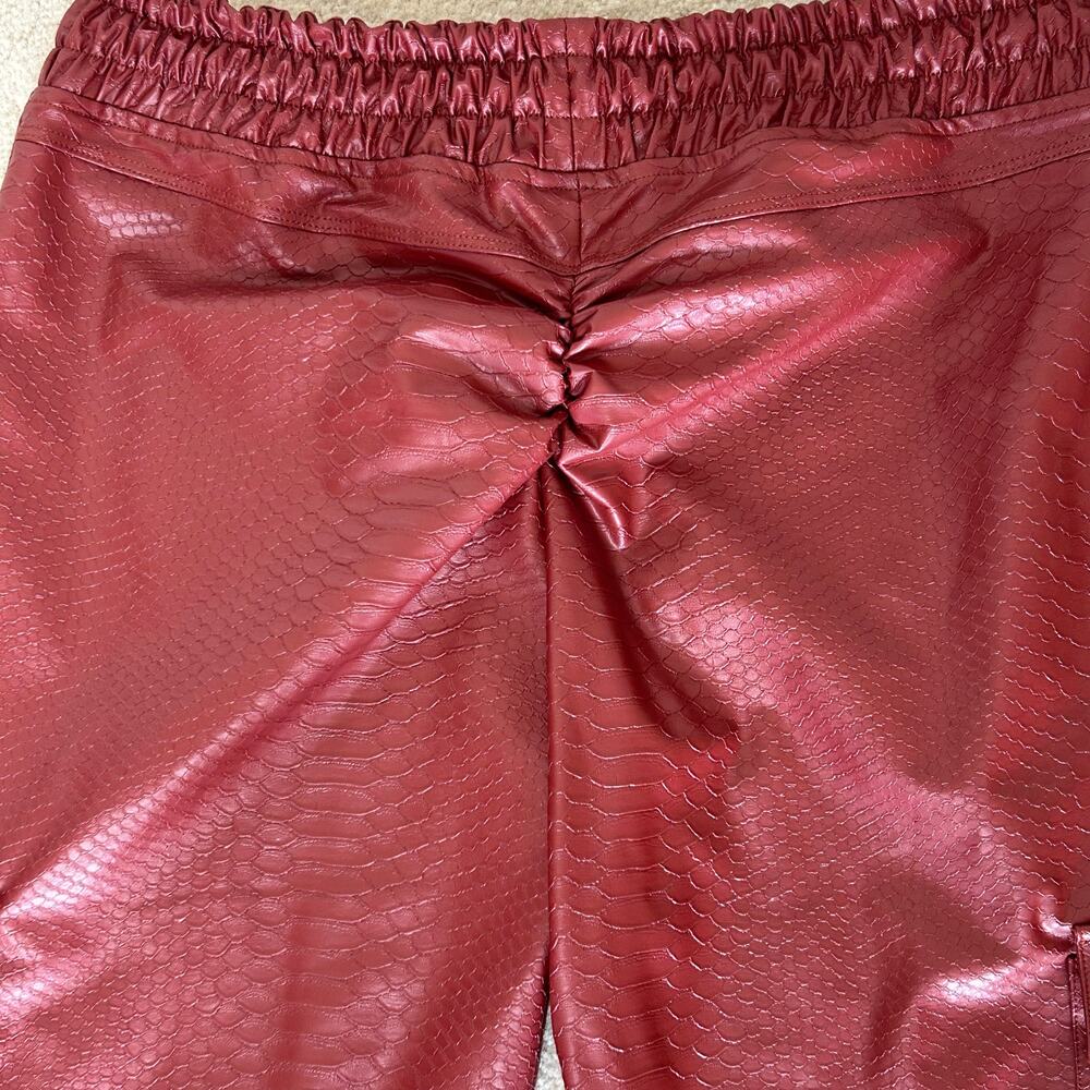 Bombshell Sportswear Red Faux Leather Jogger Track Pants - Picture 9 of 11